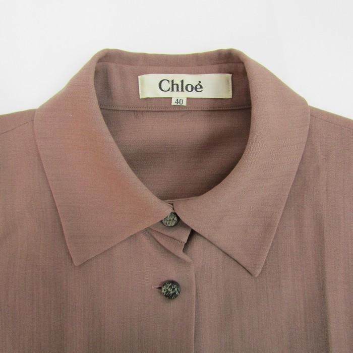 Chloe - クロエ 長袖シャツ ウール混 トップス レディース 40サイズ ピンクベージュ系 Chloe Chloe クロエ 長袖シャツ ウール混 トップス レディース 40