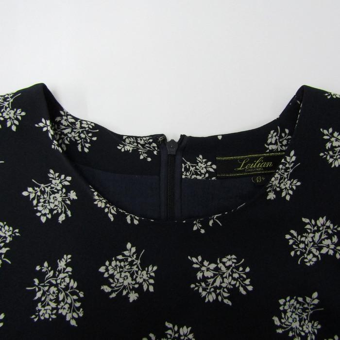 ♪美品♪ Leilian 花柄 デザイン ワンピース 大きいサイズ 13+ 美品 レリアン 大きいサイズ13+ ワンピース 花柄 リボン