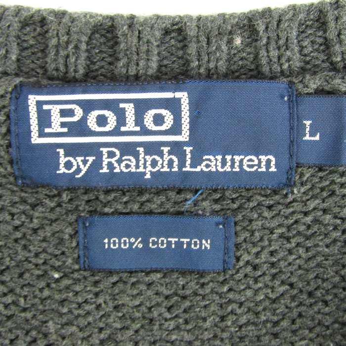 Polo Ralph Lauren グレー Vネック ニットベスト POLO RALPH LAUREN ケーブルニット Vネック セーターベスト