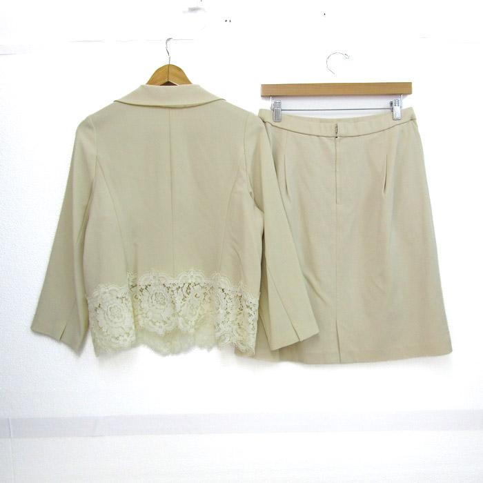 4298 シズカコムロ スーツ セットアップ 上下セット ジャケット スカート レディース 42サイズ ベージュ系 4298 SHIZUKA KOMURO 4298 シズカコムロ スーツ セットアップ 上下セット ジャケット