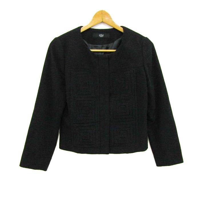 tibi ティビ ノーカラージャケット アウター 刺繍 レディース 2サイズ
