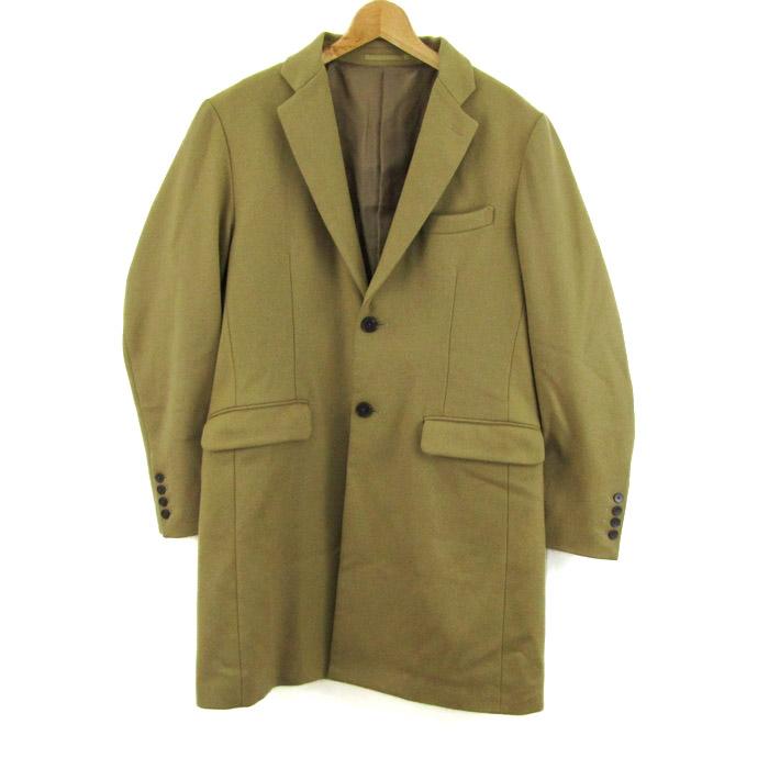 EDIFICEエディフィス カーキ ウール シングルブレスト チェスターコート フォーワンセブンバイエディフィス チェスターコート アウター