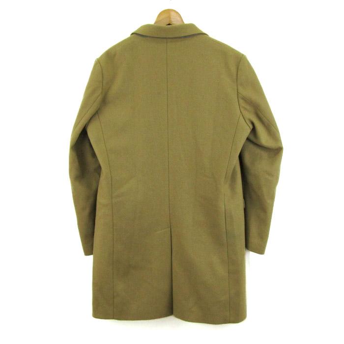EDIFICEエディフィス カーキ ウール シングルブレスト チェスターコート フォーワンセブンバイエディフィス チェスターコート アウター
