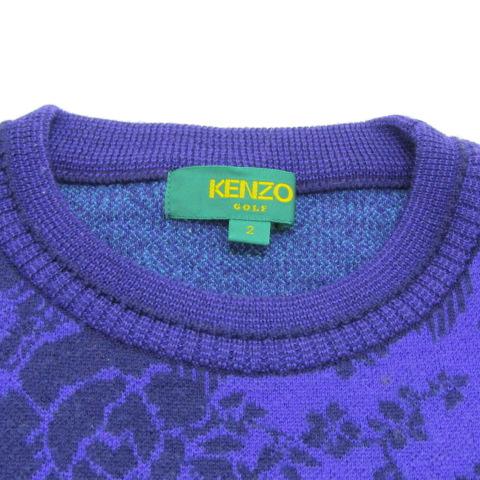ケンゾーゴルフ ニット 長袖 クルーネック 花柄 トップス レディース 2サイズ パープル系 KENZO GOLF ケンゾーゴルフ ニット 長袖 クルーネック 花柄 トップス