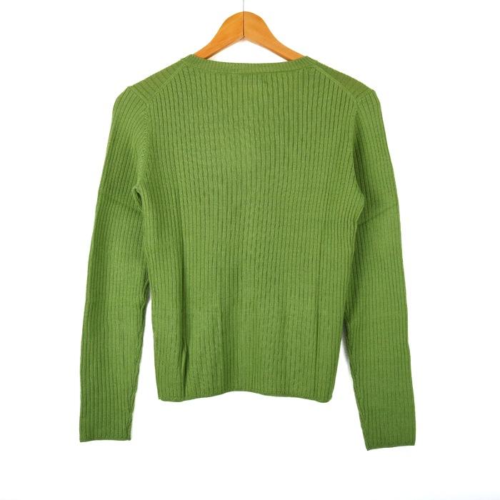 J.PRESS - ジェイプレス カーディガン トップス 長袖 クルーネック リブニット 未使用品 レディース Mサイズ グリーン J.PRESS J.PRESS ジェイプレス カーディガン トップス 長袖 クルーネック