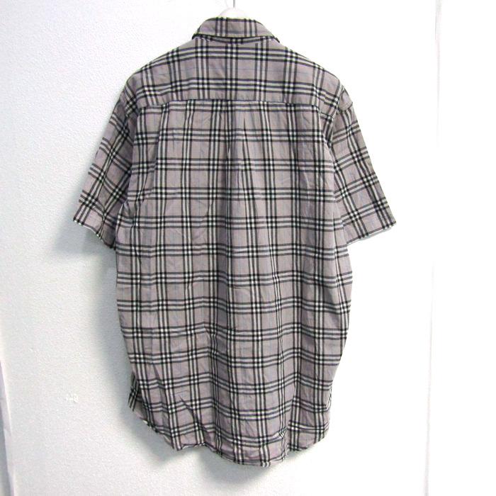 【美品】バーバリーロンドン メンズ半袖シャツ 綿 L ノバチェック　黒×白 バーバリーロンドン 半袖シャツ ノバチェック トップス メンズ Lサイズ