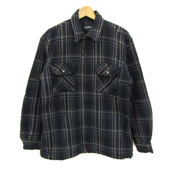 ユーピーレノマ ブルゾン シャツジャケット アウター チェック柄 中綿入り メンズ Mサイズ 紺×緑 U.P renoma ユーピーレノマ ブルゾン シャツジャケット アウター チェック柄 中綿