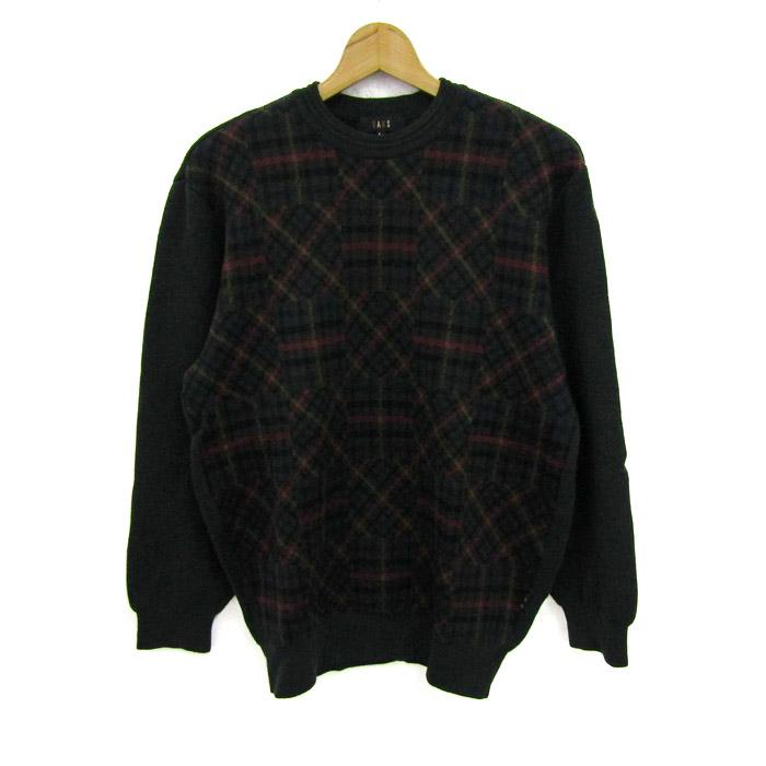 DAKS ハウスチェック柄 長袖ニット Fサイズ　ミセス　シニア　セーター DAKS（ダックス） セーター トップス 長袖 クルーネック ニット 日本製