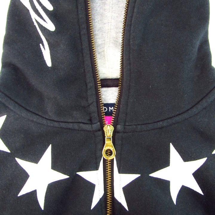 トミー ジップアップパーカー 星柄 トップス レディース フリーサイズ ブラック系  TOMMY トミー ジップアップパーカー 星柄 トップス レディース