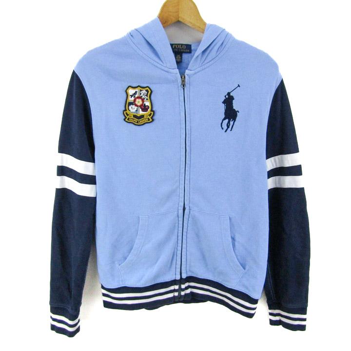 ポロラルフローレン パーカー 長袖 コットン ビッグポニー トップス レディース L/Gサイズ ブルー系×ネイビー POLO RALPH LAUREN POLO RALPH LAUREN ポロラルフローレン パーカー 長袖 コットン