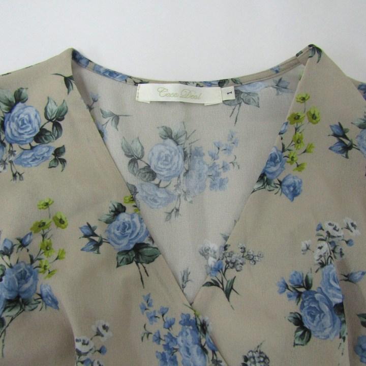 ココディール ロングワンピース トップス 長袖 花柄 カシュクール  