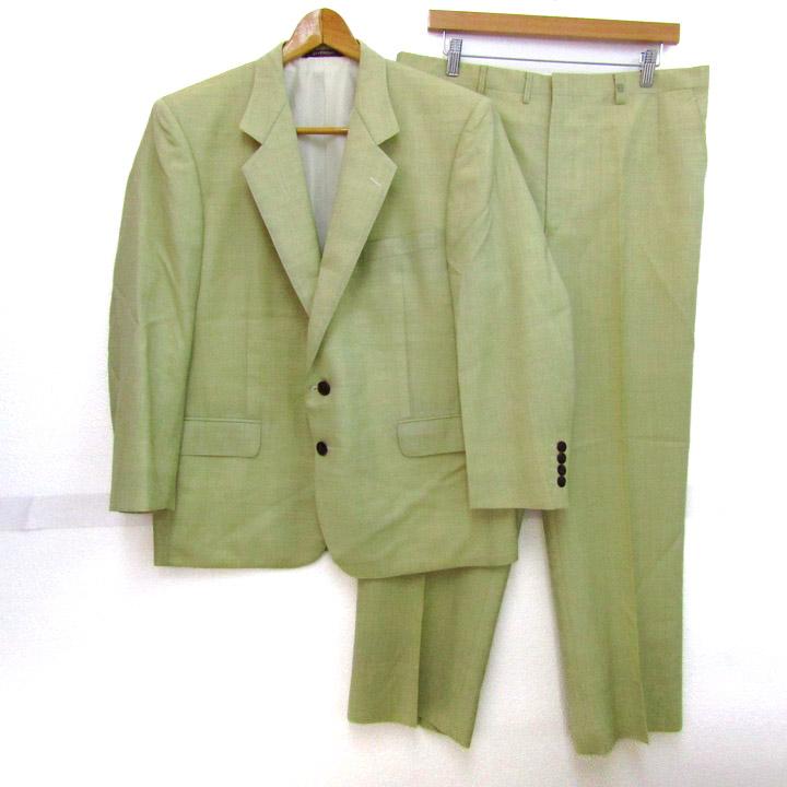 90s GIVENCHY ダブルセットスーツ フォーマル カーキ/UW348 ジバンシー スーツ セットアップ ウール100% 上下セット ブランド 記名