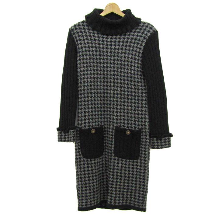 ギャラリービスコンティ ニットワンピース トップス 長袖 千鳥格子柄  