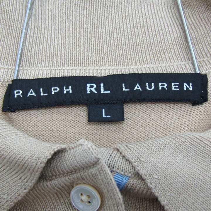 ラルフローレン ポロシャツ トップス 半袖 ポロニット レディース Lサイズ ベージュ RALPH LAUREN ラルフローレン ポロシャツ トップス 半袖 ポロニット