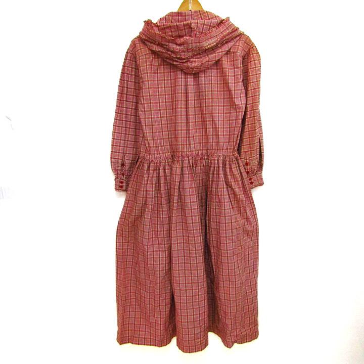 【希少】 PINK HOUSEフード付きチェックロングワンピース フリーサイズ ピンクハウス PINKHOUSE ロングワンピース チェック柄 フード付き