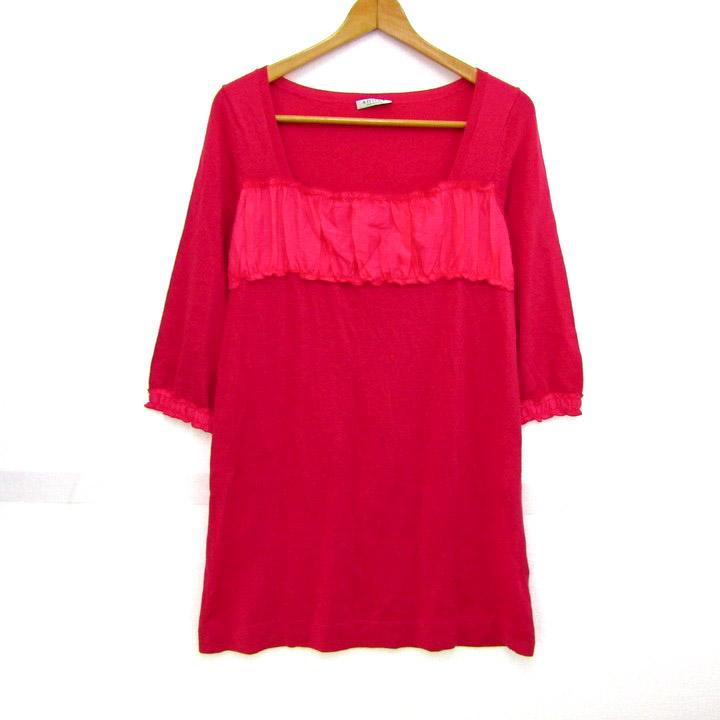 ADORE - 美品 ADORE アドーア シルク100% ニット レッド 38 M 長袖 アドーアボディドレッシング ニットワンピース トップス 長袖 シルク