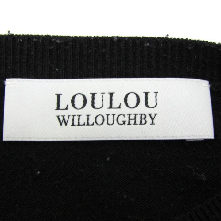 ルルウィルビー カーディガン 長袖 ブランド トップス 黒 レディース 2サイズ ブラック×白×赤 LOULOU WILLOUGHBY ルルウィルビー カーディガン 長袖 ブランド トップス 黒 レディース 2