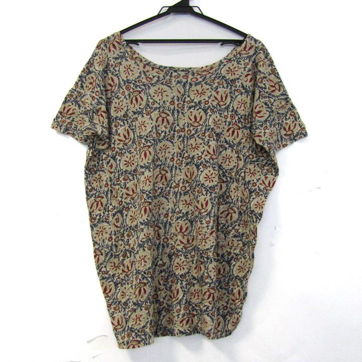 pas de calais - パドカレ カットソー シャツ 半袖 コットン100% ブランド トップス レディース 38サイズ ベージュ×レッド×ブルー pas de calais パドカレ カットソー シャツ 半袖 コットン100% ブランド トップス