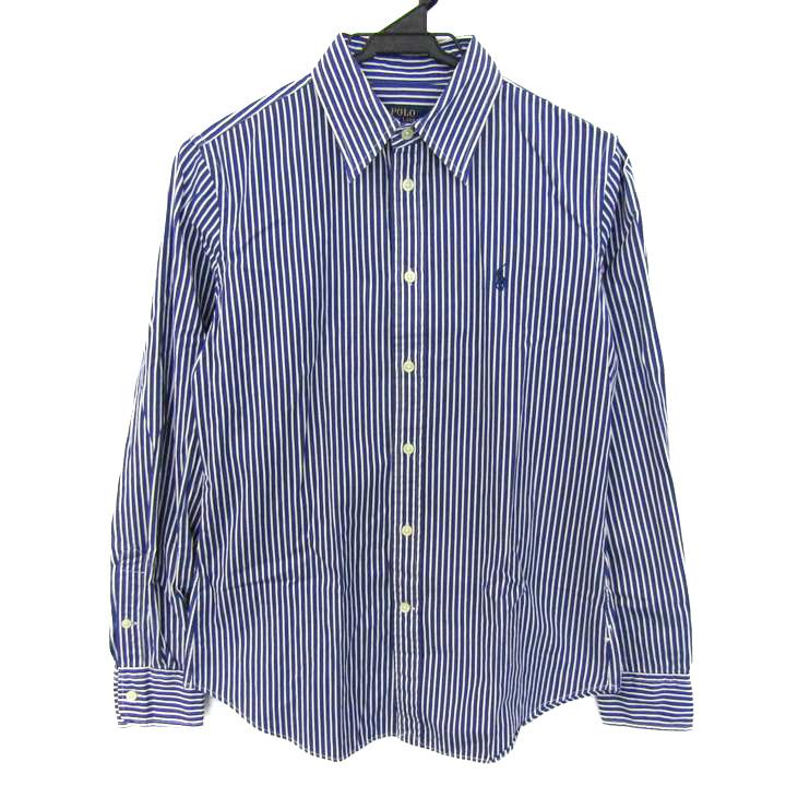 Ralph Lauren - 極美品♪ラルフローレン クレイジーストライプ柄 ブルー 長袖シャツ サッカー素材 90s Polo Ralph Lauren 