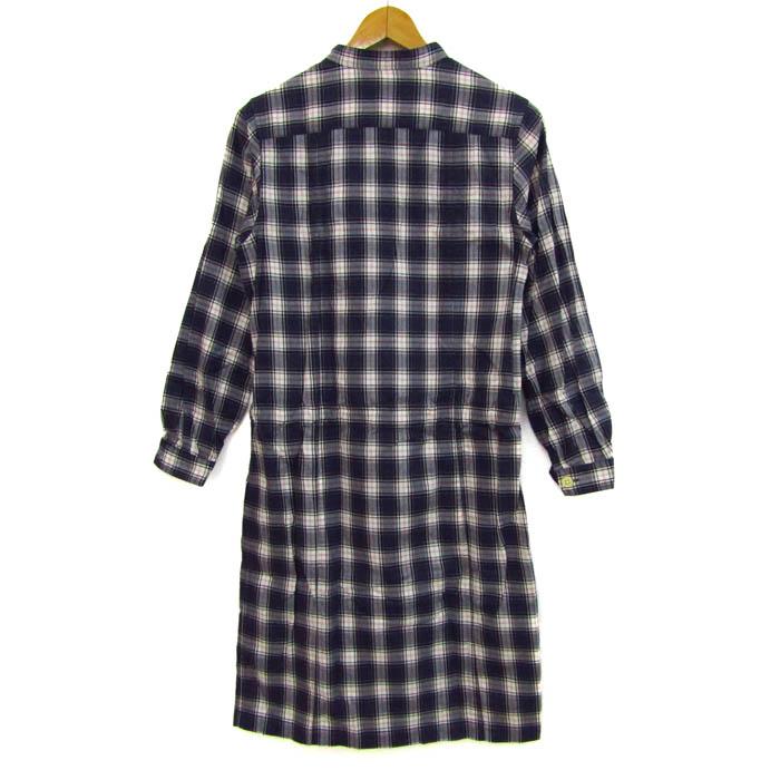 カシミヤ混】マーガレットハウエル 長袖 ワンピース ロング S チェック