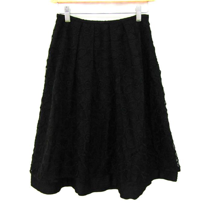 ホコモモラ★美品★スカートスーツ★ジャガード生地★フレアシルエット★ブラック Jocomomola ホコモモラ フレアスカート ブランド ボトムス 黒