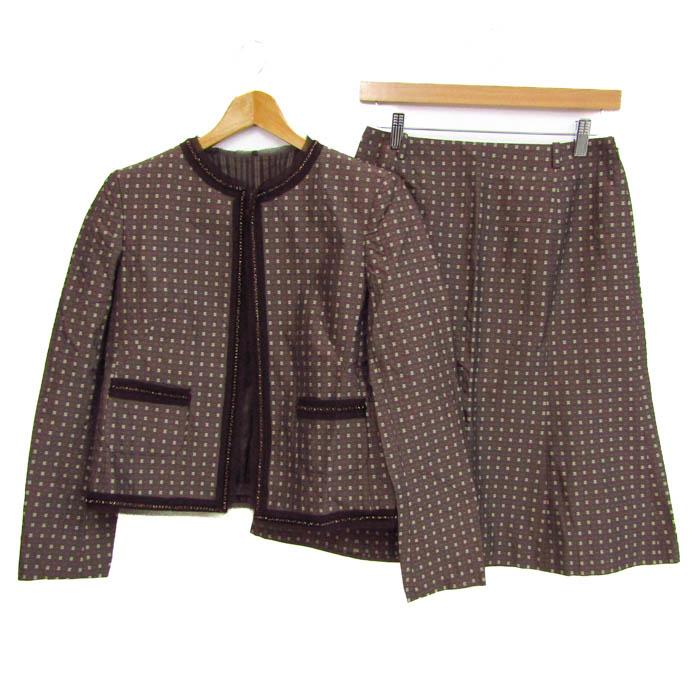 レリアン　lelian レディース　セットアップ　ノーカラージャケット　スカート Leilian（レリアン） セットアップ 上下セット ノーカラージャケット