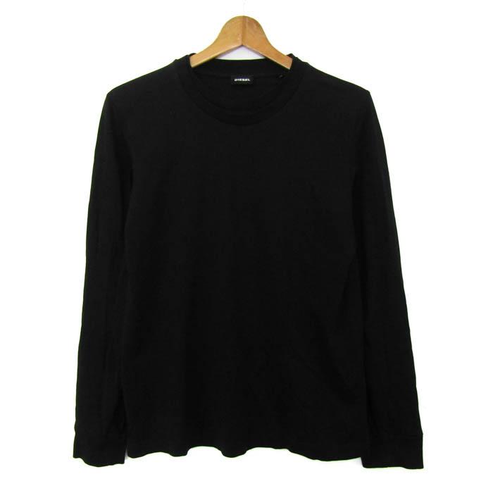 【新品】DIESEL ブラック 長袖カットソー DIESEL ディーゼル 長袖Tシャツ トップス ロンT 無地 コットン メンズ