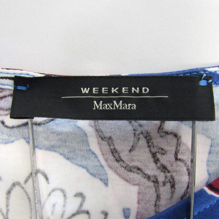 マックスマーラ ワンピース 半袖 コットン100% ブランド トップス レディース Sサイズ ブルー×エンジ MAX MARA_2