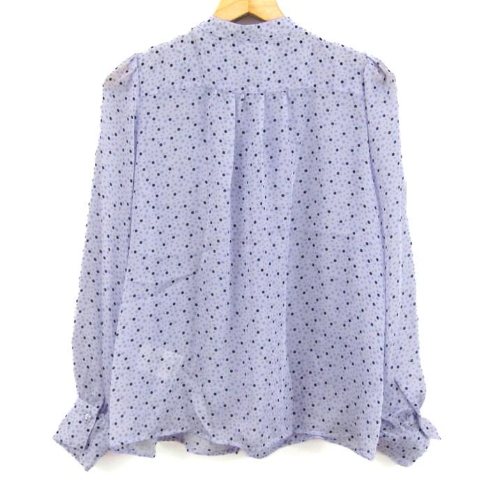 【美品】NARACAMICIE 長袖ブラウス 艶 センターフリル 1 パープル NARACAMICIE（ナラカミーチェ） ブラウス シャツ マイクロチェック襟