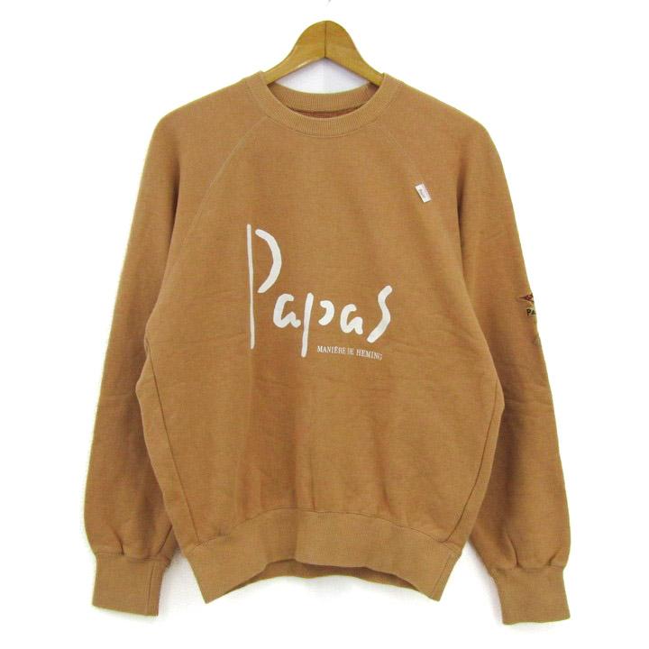 極美品.2.7万円】papas パパスプラス トレーナー SWEAT SHIRT パパス スウェット トレーナー トップス ロゴ ラグラン袖 メンズ M