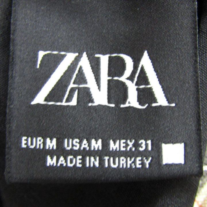 ザラ ロングパンツ ストレッチ チェック柄 ボトムス レディース USA Mサイズ グレー×ブラウン ZARA