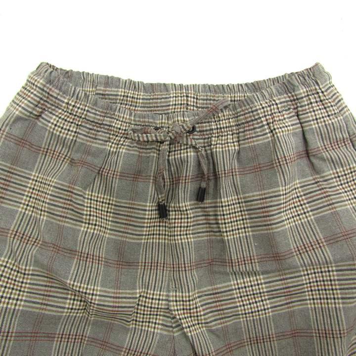 ザラ ロングパンツ ストレッチ チェック柄 ボトムス レディース USA Mサイズ グレー×ブラウン ZARA