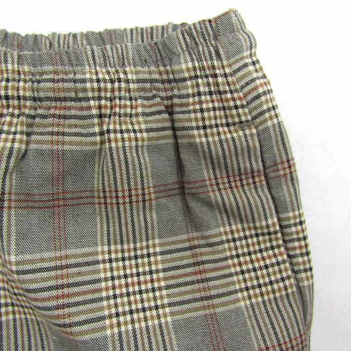 ザラ ロングパンツ ストレッチ チェック柄 ボトムス レディース USA Mサイズ グレー×ブラウン ZARA