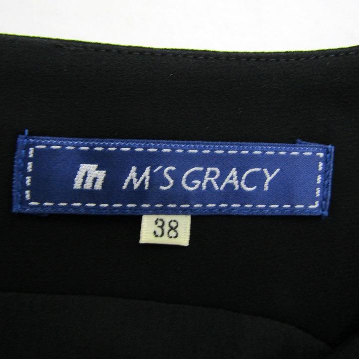 エムズグレイシー 切替ワンピース トップス ノースリーブ 花柄 日本製 レディース 38サイズ 黒×白 M'S GRACY_2