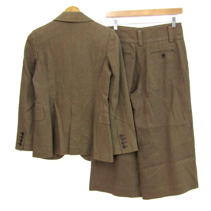 レキップヨシエイナバ スーツ セットアップ 上下セット ジャケット パンツ レディース 36/38サイズ 茶 L'EQUIPE YOSHIE INABA レキップヨシエイナバ スーツ セットアップ 上下セット ジャケット
