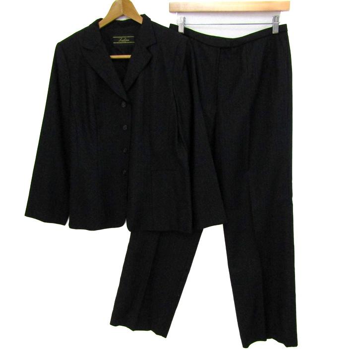 極美品 レリアン スーツ セットアップ ストライプ 春夏用 大きいサイズ 17+ Leilian（レリアン） セットアップ 上下セット ジャケット パンツ