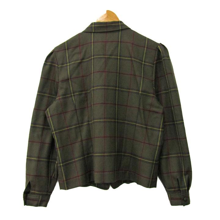 ダックス 長袖シャツ チェック柄 ウール トップス レディース 9Rサイズ カーキ×イエロー DAKS DAKS（ダックス） 長袖シャツ チェック柄 ウール トップス レディース