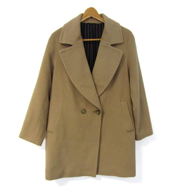 極美品☆ANAYI アナイ アンゴラ混ファー付きノーカラーコート キャメル