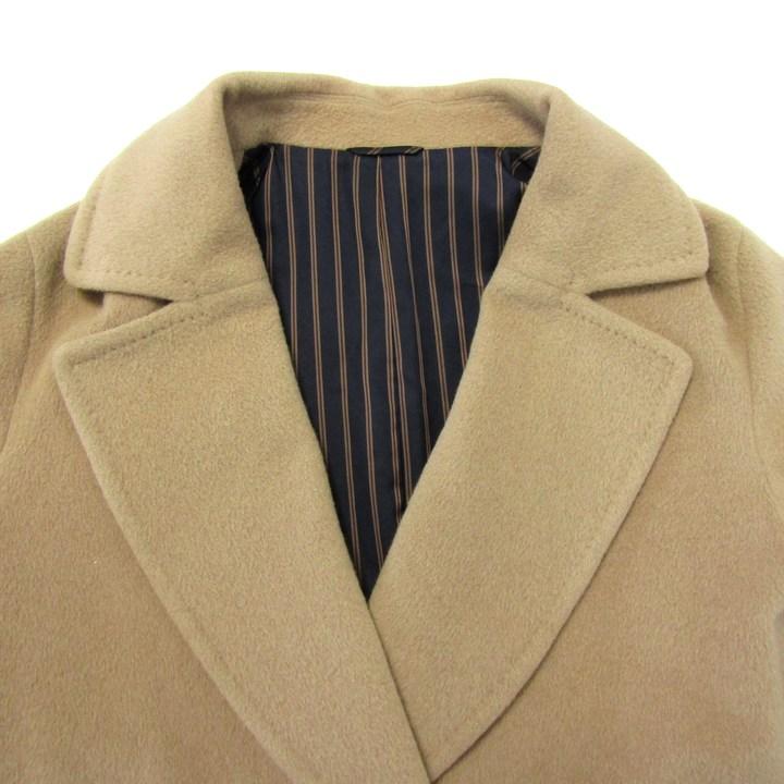 極美品☆ANAYI アナイ アンゴラ混ファー付きノーカラーコート キャメル☆38 極美品☆ANAYI アナイ アンゴラ混ファー付きノーカラーコート キャメル