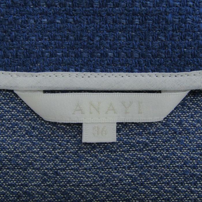 ANAYIカルゼリバーノーカラージレ　36サイズ ANAYI（アナイ） ノーカラージャケット アウター リネン混 ストレッチ