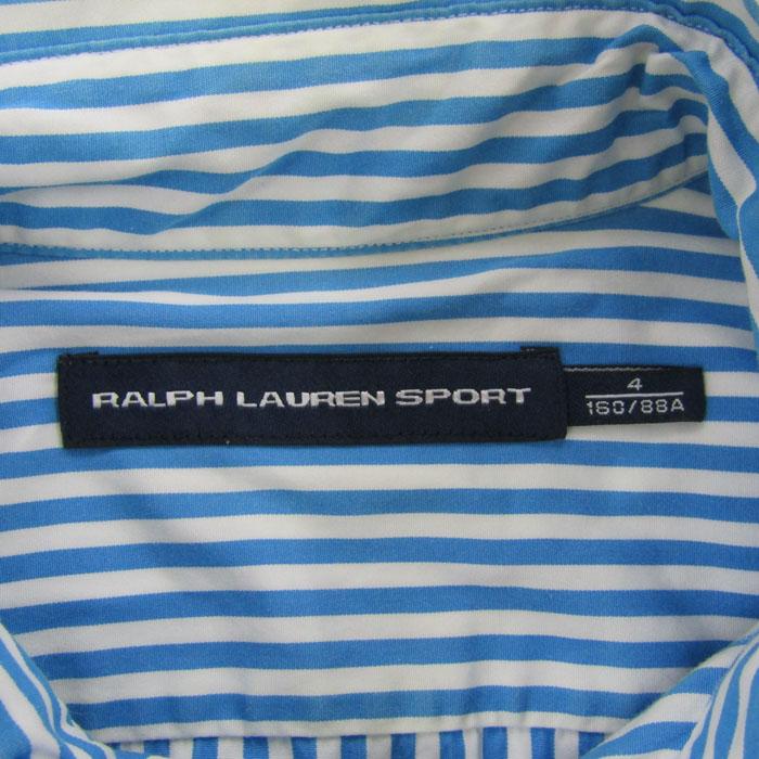 Ralph Lauren ストライプ フリル 半袖シャツ シルク100％ М ラルフローレン スポーツ 半袖シャツ トップス ストライプ柄 ゴルフ