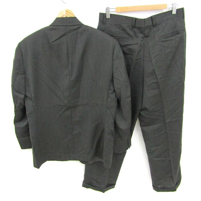 美品 エドワーズ スーツ AB7 ダークグレー ストライプ EDWARD'S 【公式