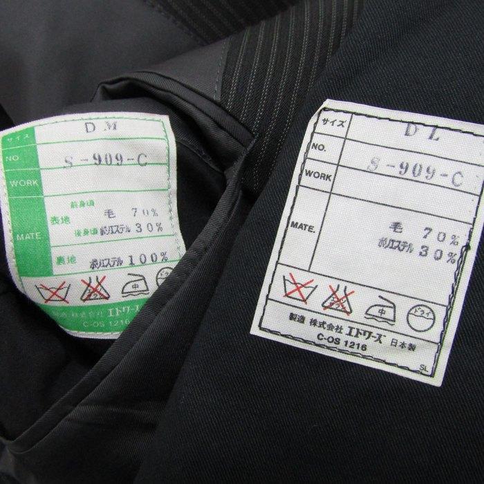 エドワーズ スーツ セットアップ 上下セット ジャケット パンツ ストライプ柄 記名有 メンズ DM DLサイズ グレー系 EDWARSD'S エドワーズ スーツ セットアップ 上下セット ジャケット パンツ