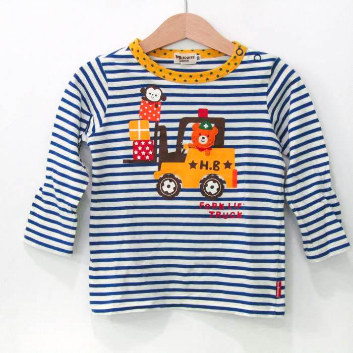 ミキハウス ホットビスケッツ 長袖Tシャツ ボーダー コットン