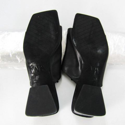 ZARA（ザラ） ミュール スクエアトゥ チャンキーヒール サンダル 靴 黒