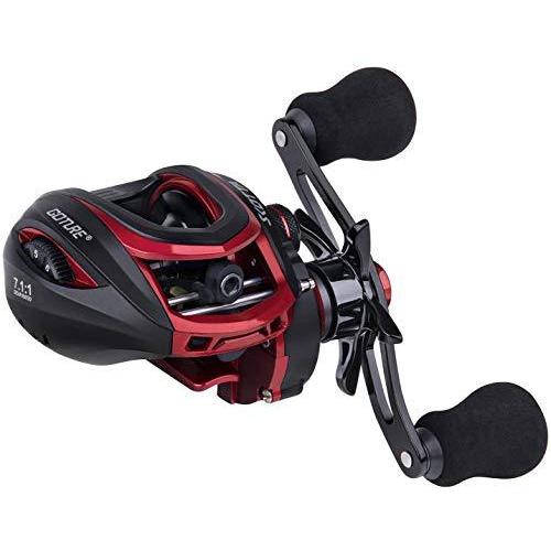 現金特価 ベイトリール キャスト バス釣り 左巻き 赤 最大ドラグ力8kg 自重2g マグネットブレーキと遠心ブレーキ 左 その他アウトドアウエア Www We Job Com
