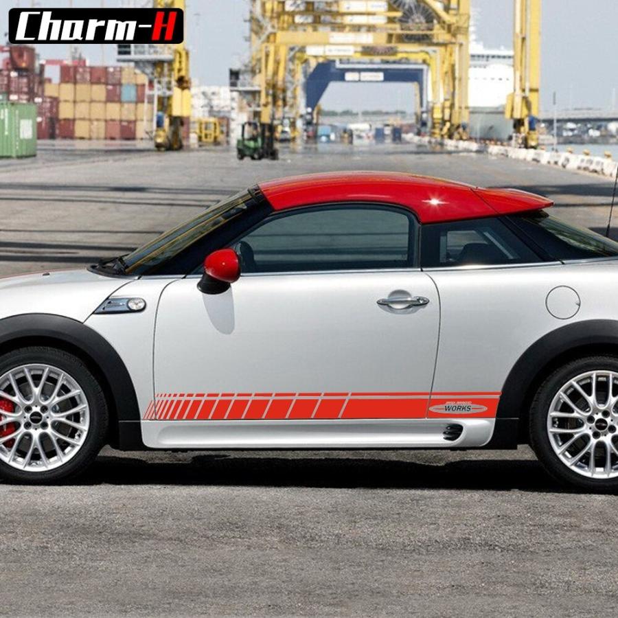 ステッカー 車 ミニクーパー クーペ R58 R59 R56 F56 JCW カースタイリング ドア サイドストライプ｜kbt-store｜04