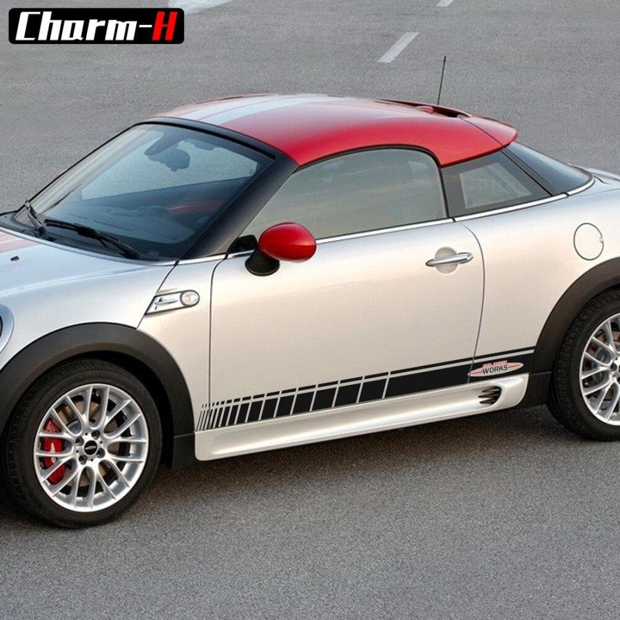 ステッカー 車 ミニクーパー クーペ R58 R59 R56 F56 JCW カースタイリング ドア サイドストライプ｜kbt-store｜06