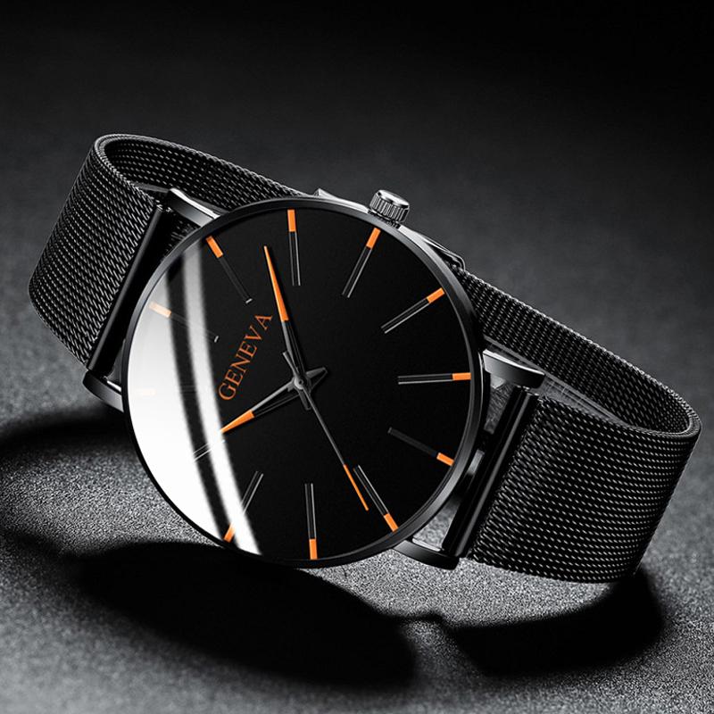 腕時計 超薄型 ステンレス鋼 メッシュベルト クォーツ腕時計 ブルー