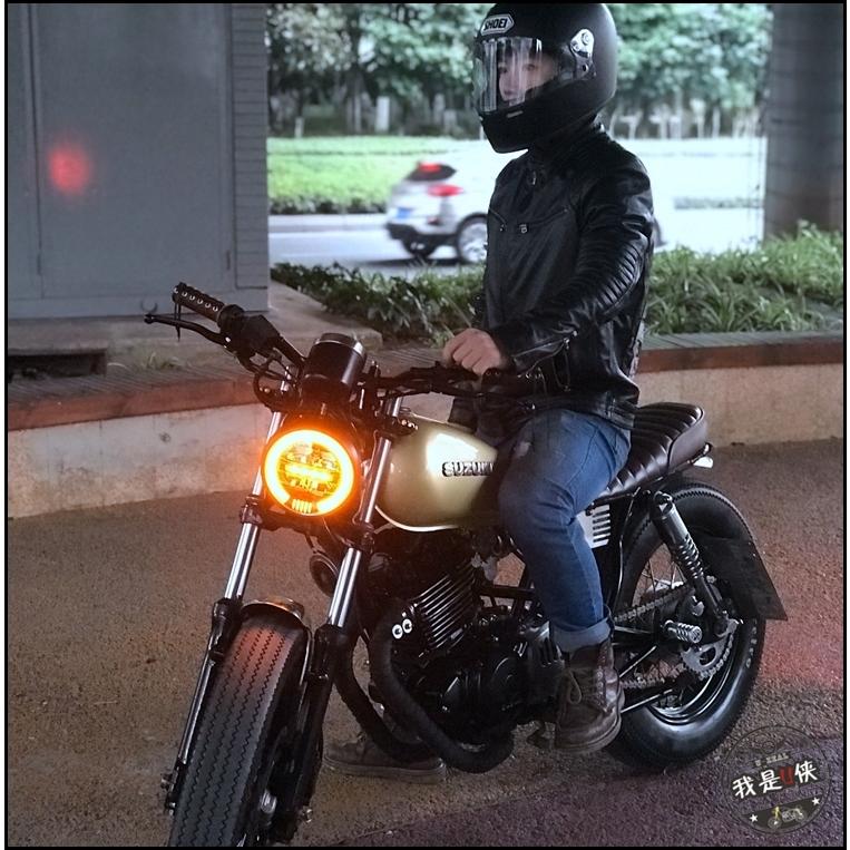 ヘッドライト カフェレーサー 6.8 インチ汎用 ヴィンテージ オートバイ LED ランプ ヤマハ ユニバーサル 黄色 白色 距離 修理｜kbt-store｜02
